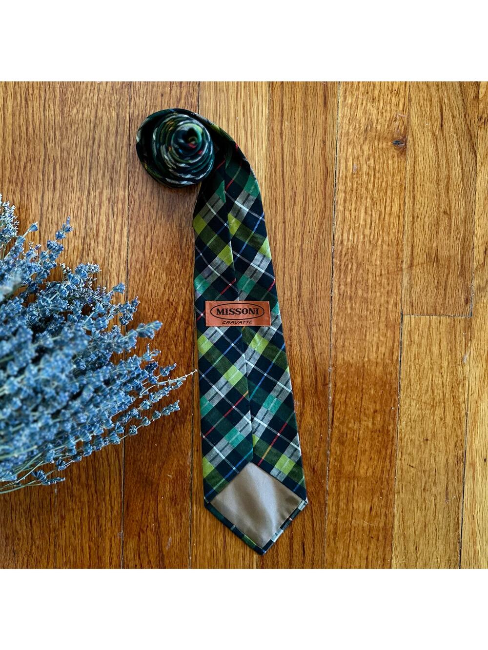 Vintage Missoni Tie Striped Plaid Made in Italy Mens